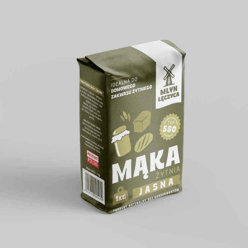 Mąka żytnia jasna typ 580 w opakowaniu 1 kg